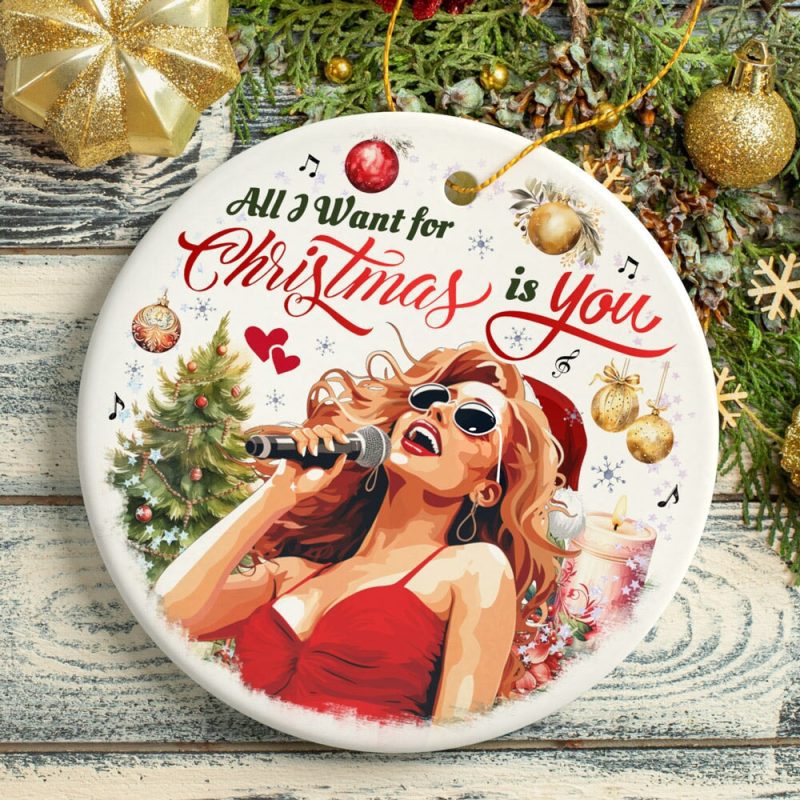 ForProductArtisticClassicHolidayMelodyOrnament AllIwantforChristmasisYou CelebritySingerGiftCircle2