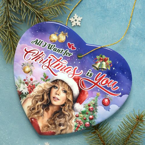 ForProductArtisticClassicHolidayMelodyOrnament AllIwantforChristmasisYou CelebritySingerGiftHeart