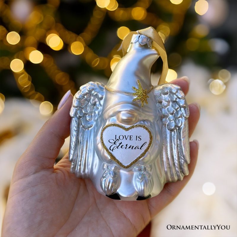 ForProductHand 01LoveisEternalAngelicGnomeGlassOrnament WhiteAngelDelicateSentimentalTreeDecoration