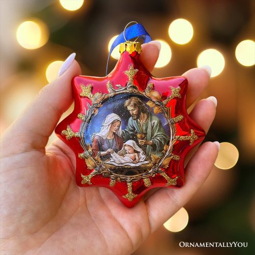 ForProductHand 02GracefulNativityStarGlassChristmasOrnament UniqueChristianReligiousDecor