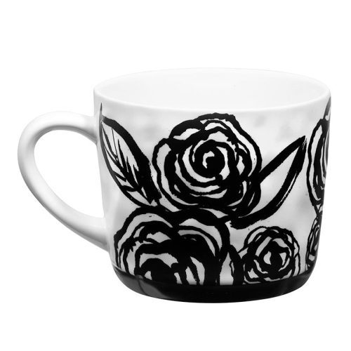 Forever Always Mug in White with Black Floral Artwork Giftable Coffee Tea Cup 15oz 3