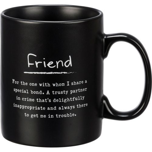 Friend Poetry Stoneware Mug Matte Black Double sided Coffee Tea Cup 20oz 3