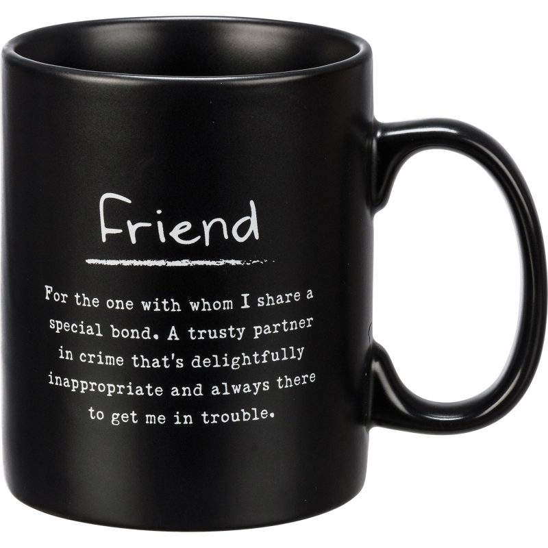 Friend Poetry Stoneware Mug Matte Black Double sided Coffee Tea Cup 20oz 3