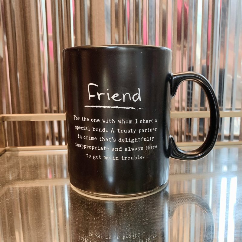 Friend Poetry Stoneware Mug Matte Black Double sided Coffee Tea Cup 20oz 4