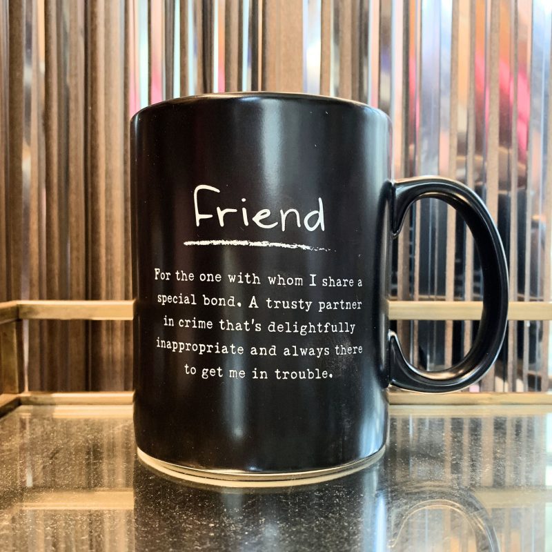 Friend Poetry Stoneware Mug Matte Black Double sided Coffee Tea Cup 20oz