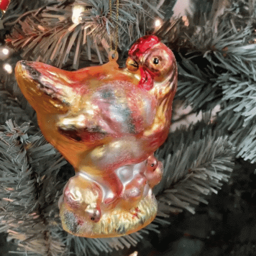 GIF ChickenandBabyChicksGlassOrnament