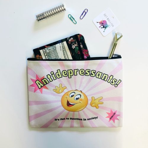 GetBullish Antidepressants Canvas Zipper Pouch 9 5 x 7 Cosmetics Bag or Pencil Case 3