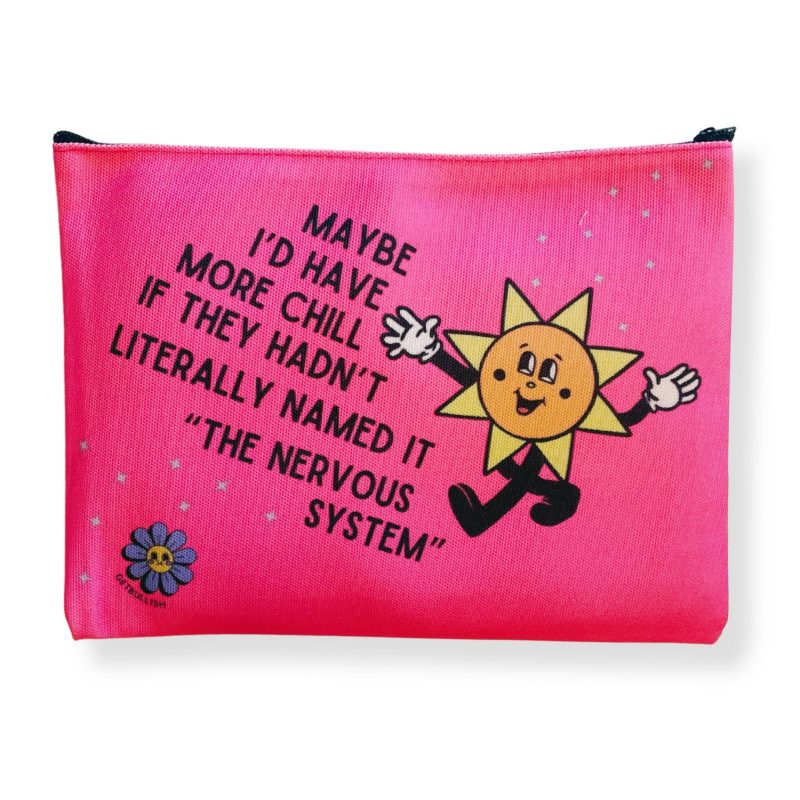 GetBullish Maybe Id Have More Chill Canvas Zipper Pouch 9 5 x 7 Cosmetics Bag or Pencil Case