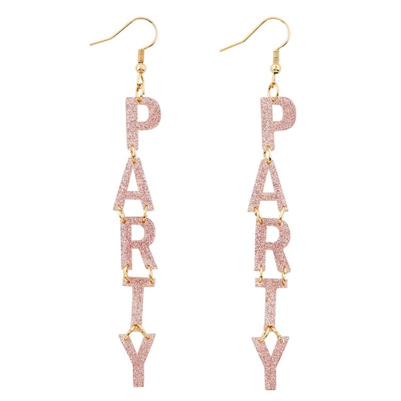 Glittery Party Letter Hook Earrings Dangle Acrylic Fashion Jewelry