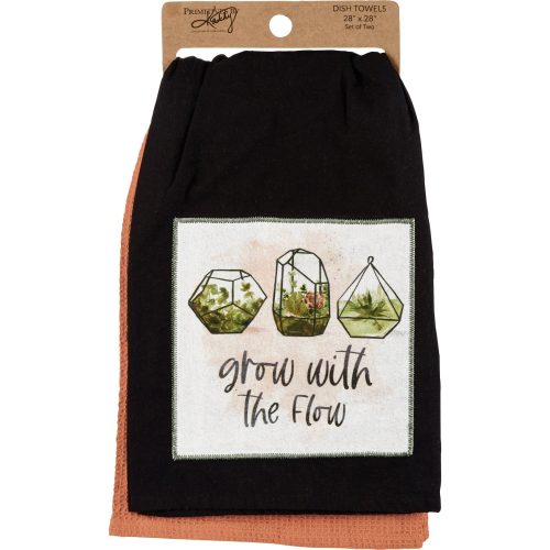 Grow With The Flow Kitchen Towel Set Cotton Plant Design Tea Dish Cloth 28 x 28 Gift for Her 5