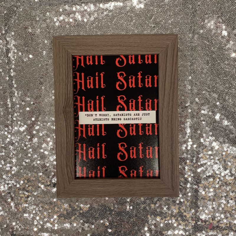 Hail Satan Framed Wall Art Print GetBullish Original Quote Sign 4