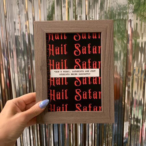 Hail Satan Framed Wall Art Print GetBullish Original Quote Sign 6