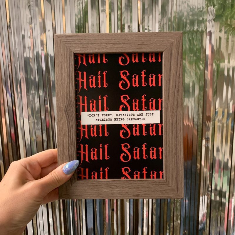 Hail Satan Framed Wall Art Print GetBullish Original Quote Sign 6