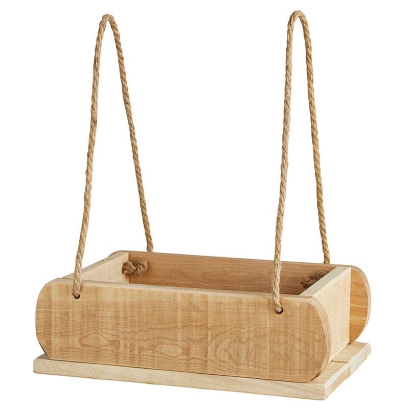 Hanging Wood Planter with Twine Rope Hanging Loops 12L x 7W x 4H 2