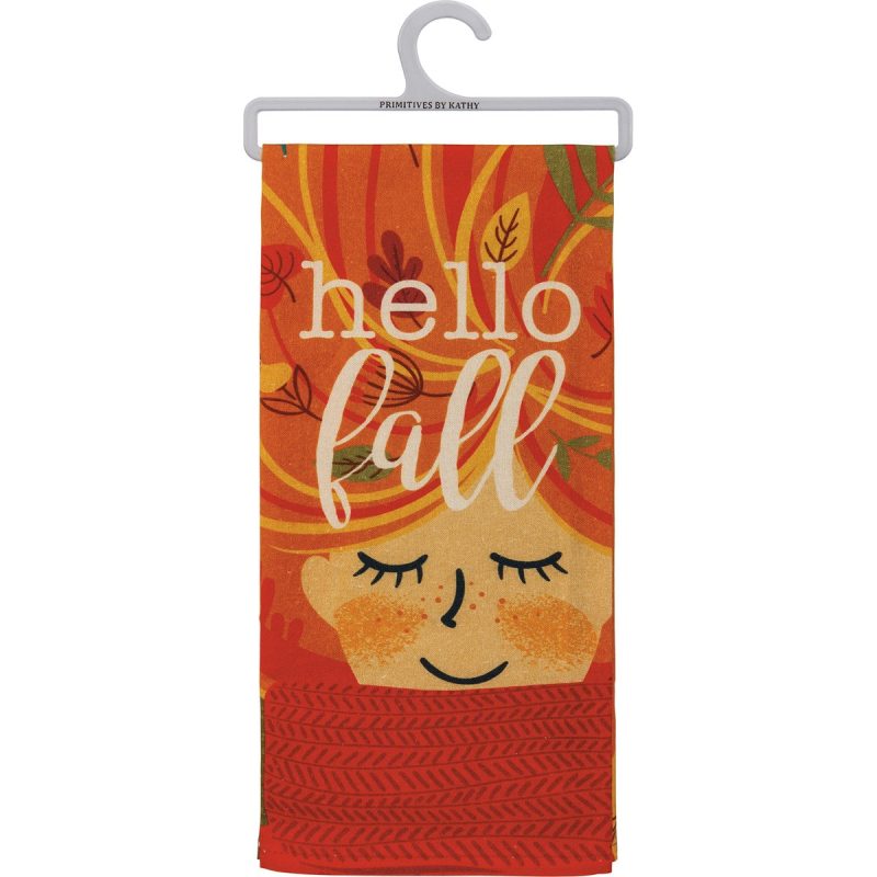 Hello Fall Kitchen Towel Dish Towel 18 x 28 2