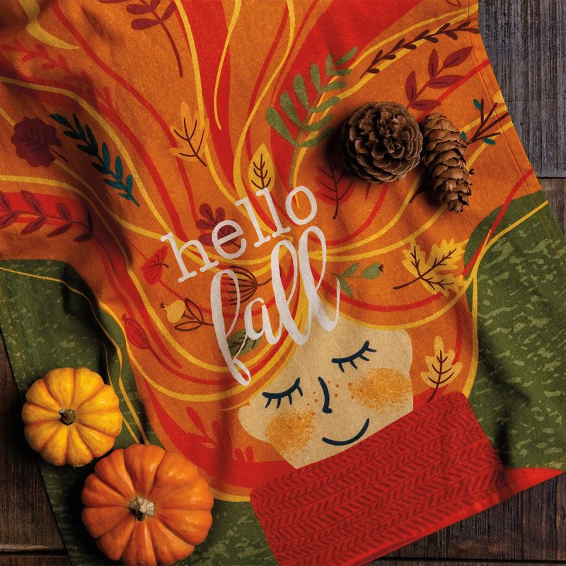 Hello Fall Kitchen Towel Dish Towel 18 x 28