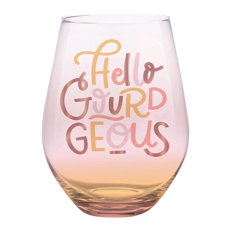 Hello Gourdgeous Jumbo Stemless Wine Glass 30 Oz Holds an Entire Bottle of Wine 2