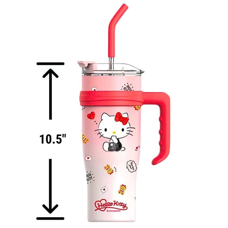 Hello Kitty 40 oz Stainless Steel Insulated Handle Tumbler in Pink and Red XL Size with Straw Gift for Her 5