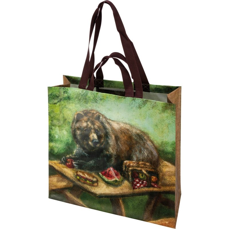 I CHOOSE THE BEAR Bear at a Picnic Table Double Sided Market Tote Post Consumer Material Carry all Shopping Bag 3 3e8db388 db7f 4e6c a2c3 fbe50545f464