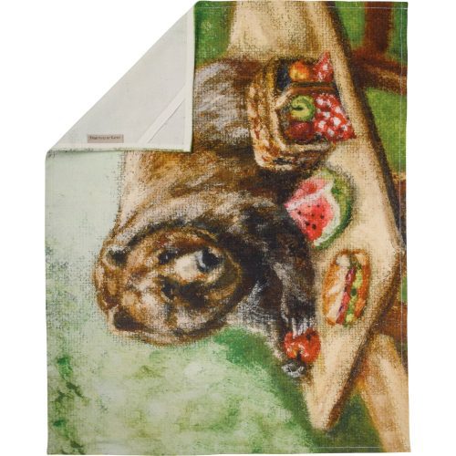 I CHOOSE THE BEAR Bear at a Picnic Table Kitchen Towel Canvas Artwork Cotton Hand Tea Dish Cloth 20 x 26 3