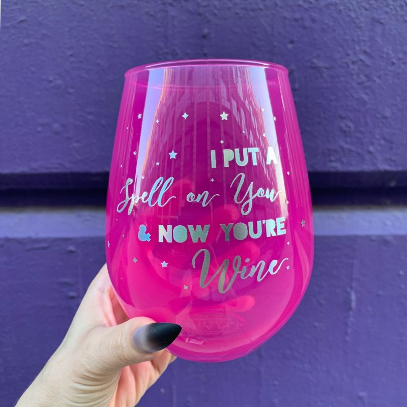 I Put A Spell On You Jumbo Stemless Wine Glass in Hot Pink HalloweenHoliday Gifts Drinkware 4