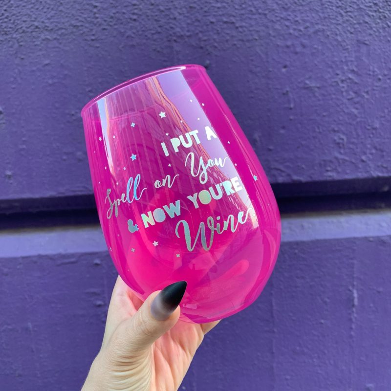 I Put A Spell On You Jumbo Stemless Wine Glass in Hot Pink HalloweenHoliday Gifts Drinkware 6