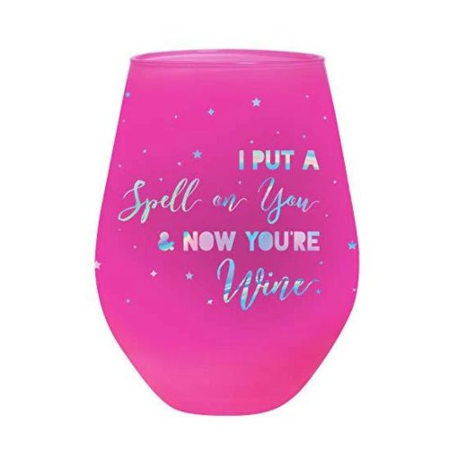 I Put A Spell On You Jumbo Stemless Wine Glass in Hot Pink HalloweenHoliday Gifts Drinkware 7