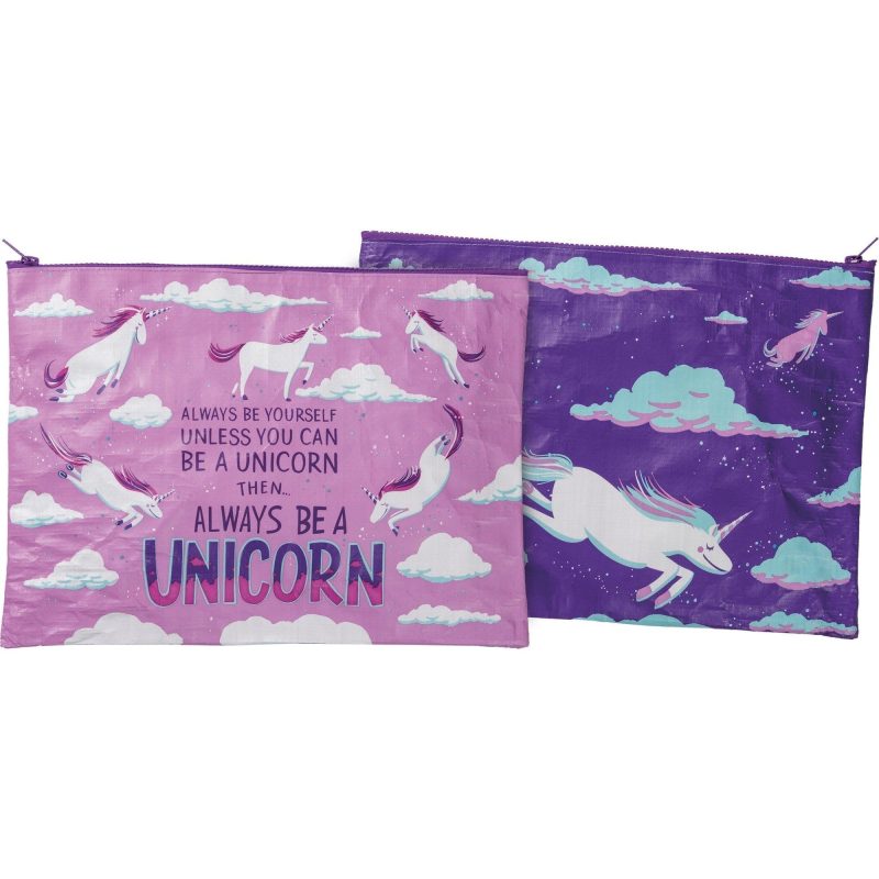 Jumbo Pouch Always Be A Unicorn Purple Recycled Material Jumbo Zipper Folder 14 25 x 10 7