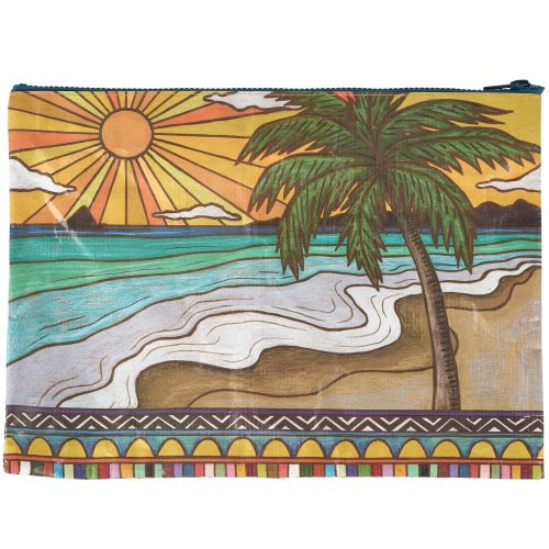 Jumbo Pouch Beach Days Zipper Folder Double sided Organizer Pouch 14 25 x 10 5