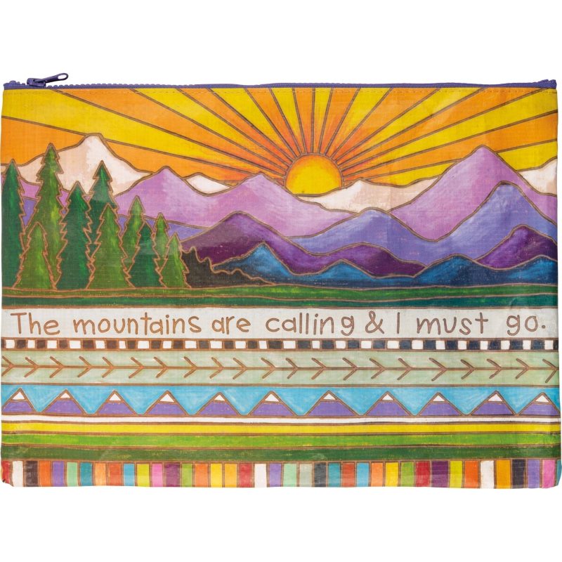 Jumbo Pouch Mountains Are Calling I Must Go Zipper Folder Recycled Material Pouch 14 25 x 10 5