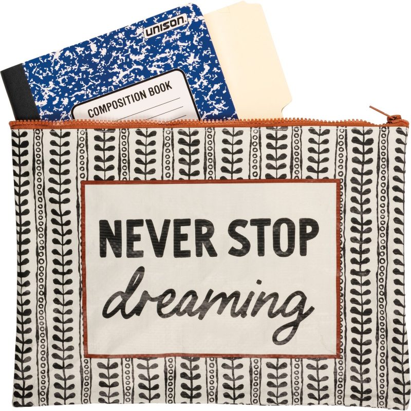 Jumbo Pouch Never Stop Dreaming Zipper Folder 14 25 x 10 4