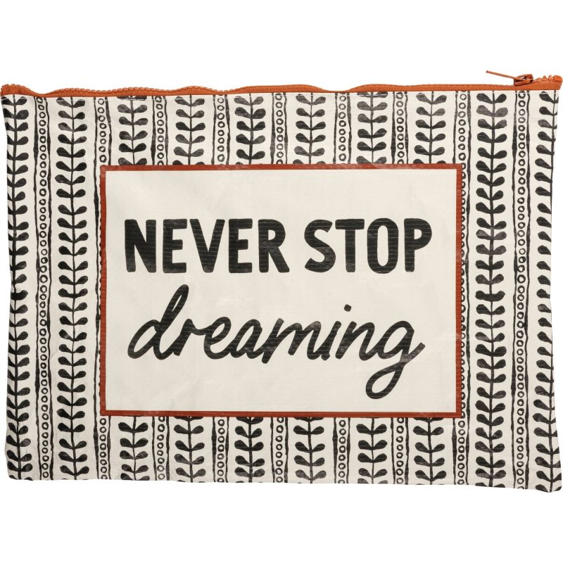 Jumbo Pouch Never Stop Dreaming Zipper Folder 14 25 x 10 5