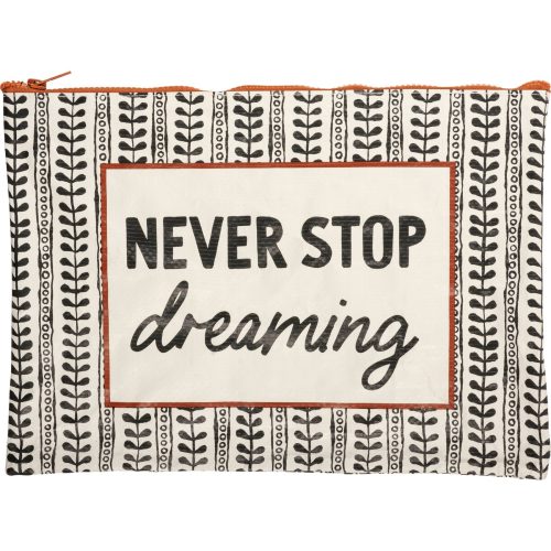 Jumbo Pouch Never Stop Dreaming Zipper Folder 14 25 x 10 6