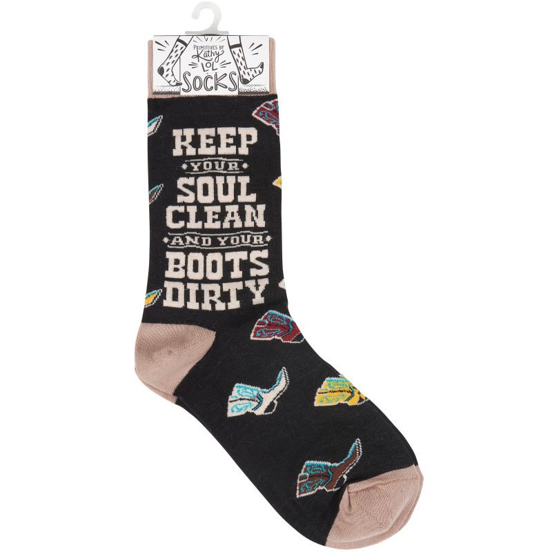 Keep Your Soul Clean And Your Boots Dirty Socks Fun Western Themed Socks 5