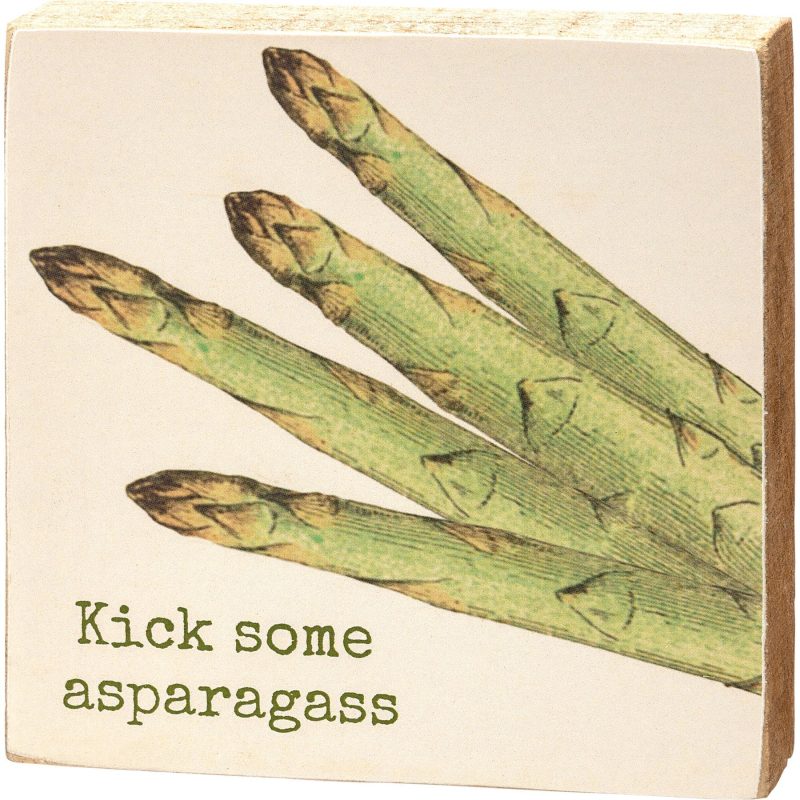 Kick Some Asparagass Block Sign Wooden Square Desk Wall Decor Display 4 x 4 3 ed21fc62 06d8 4edd 9a49 e8c879573bd6