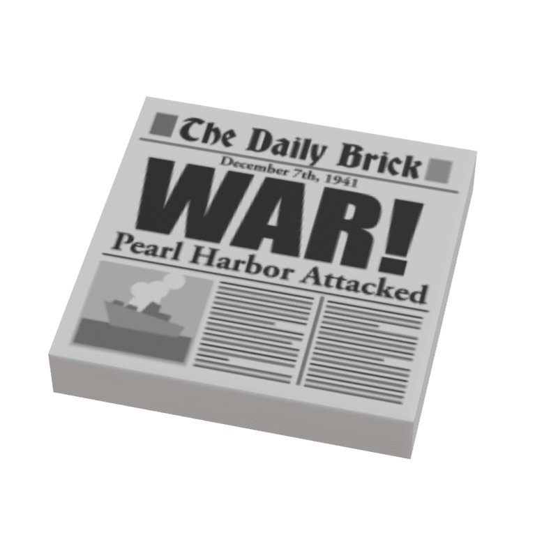 LEGO Pearl Harbor Attack Newspaper Custom Printed Tile