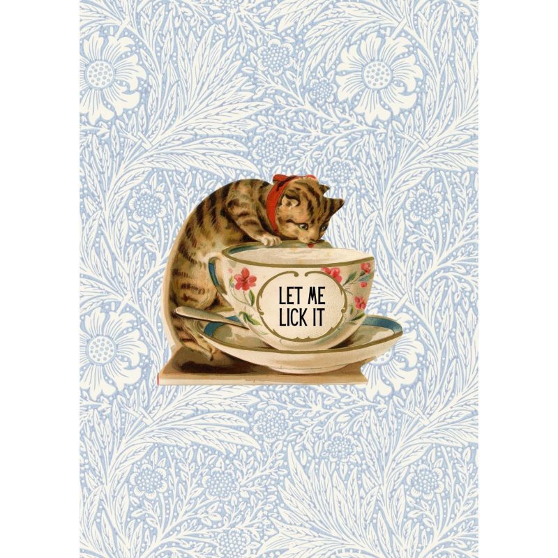 Let Me Lick It Vintage Kitty Framed Wall Art Print GetBullish Original Quote Sign 2