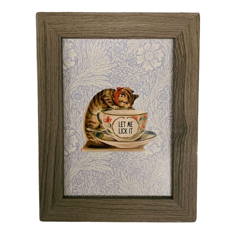 Let Me Lick It Vintage Kitty Framed Wall Art Print GetBullish Original Quote Sign 5