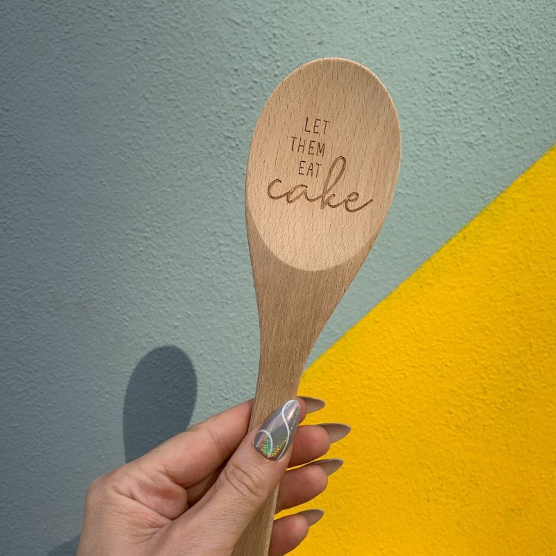 Let Them Eat Cake Marie Antoinette Inspired Cooking Spoon Cute Wooden Spoon in Muslin Gift Bag