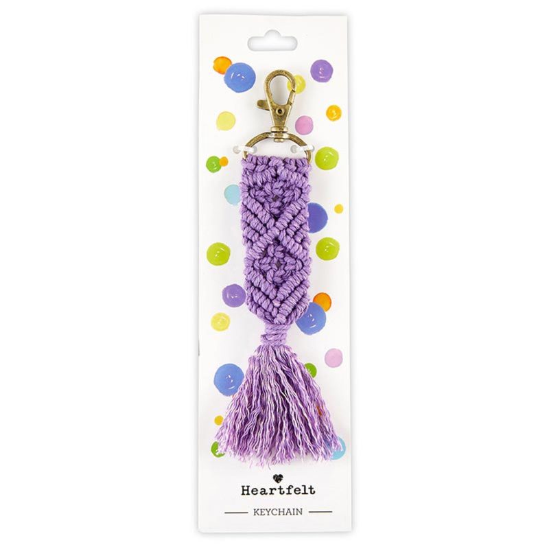 Macrame Keychain in Purple Holiday Tasseled Key Ring Bag Purse Charm 6 75 2