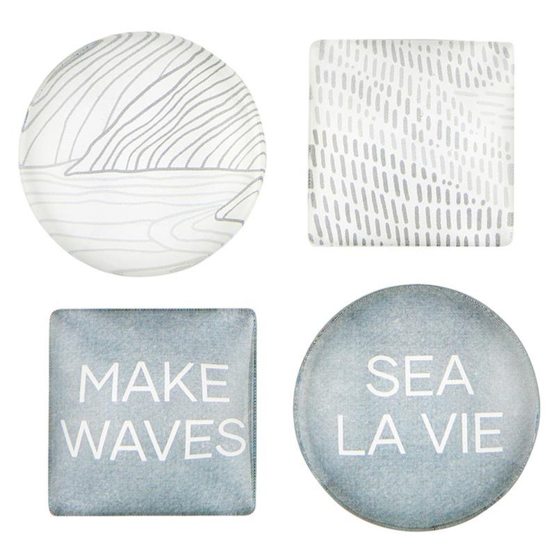 Make Waves Glass Magnet Set of 4 in a Gift Box Sea Inspired Art Design 2