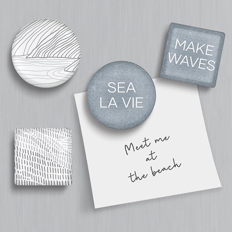 Make Waves Glass Magnet Set of 4 in a Gift Box Sea Inspired Art Design