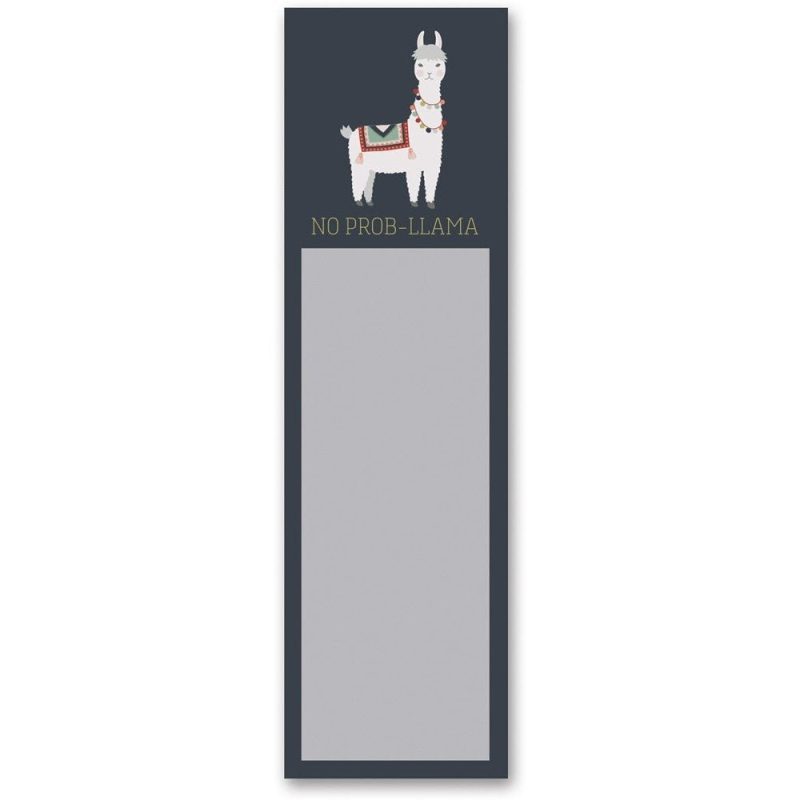 No Prob Llama Magnetic Sticky Notepad in Navy Blue 9 5 x 2 75 Holds to Fridge with Strong Magnet