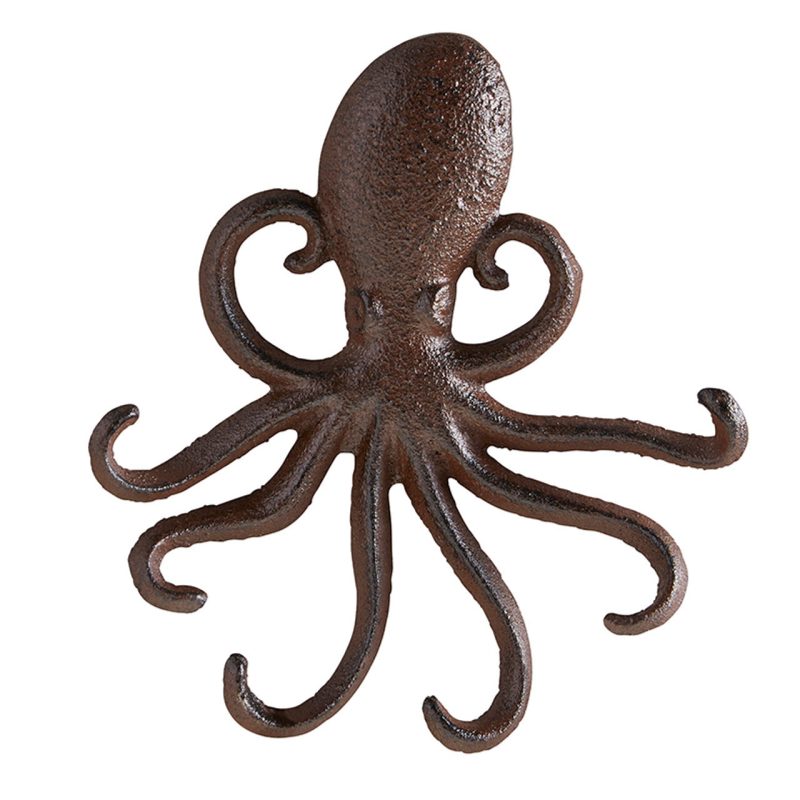 Octopus Cast Iron Hook Unique Whimsical Decorative Wall Hook 6 75 x 6 2