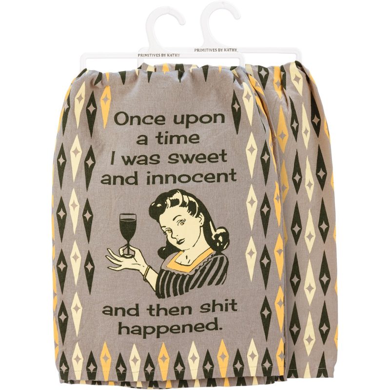 Once Upon A Time I Was Sweet And Innocent And Then Shit Happened Dish Cloth Towel Novelty Tea Towel Cute Kitchen Hand Towel 28 x 28 2