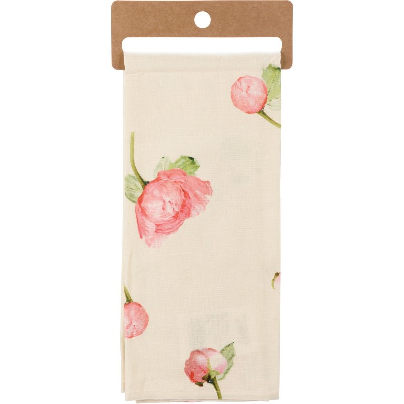 Peony For Your Thoughts Dish Cloth Towel Cotten Linen Novelty Tea Towel Cute Kitchen Hand Towel 18 x 28 2