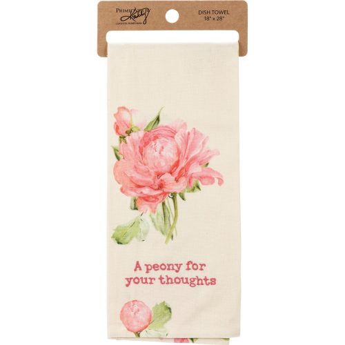 Peony For Your Thoughts Dish Cloth Towel Cotten Linen Novelty Tea Towel Cute Kitchen Hand Towel 18 x 28 3