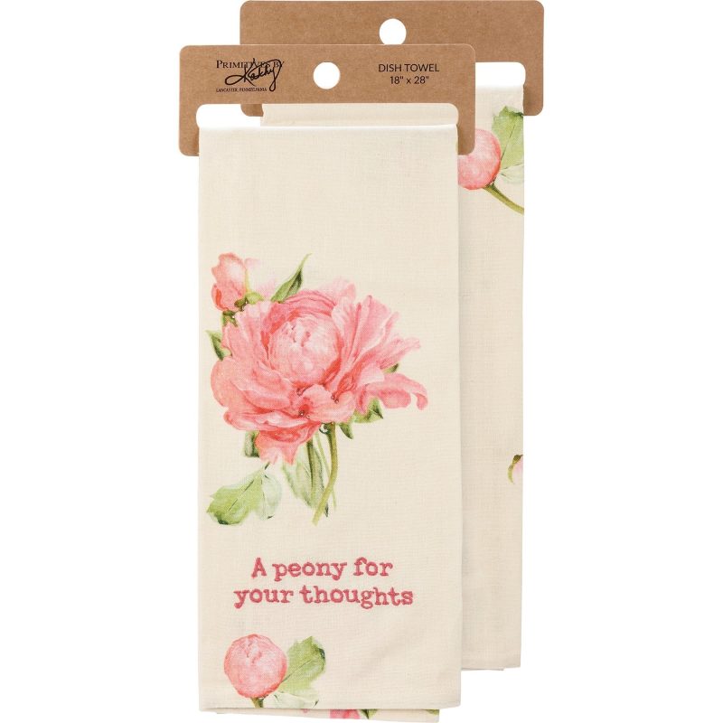 Peony For Your Thoughts Dish Cloth Towel Cotten Linen Novelty Tea Towel Cute Kitchen Hand Towel 18 x 28