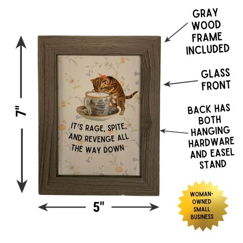 Rage Spite Revenge Vintage Cat Framed Wall Art Print GetBullish Original Quote Sign 3