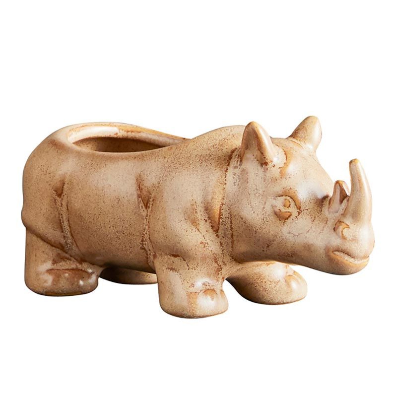 Rhino Ceramic Planter Wild Safari Hippo Shaped Succulents Flower Pot 4 5 x 2 2 9de20f18 ba9b 4090 8d64 18c1aa07e960